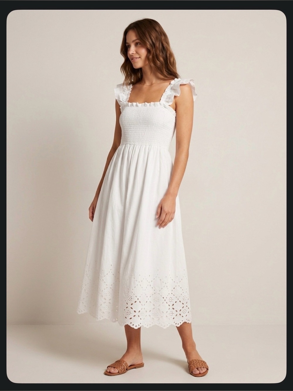 Blu Pepper White Eyelet Sundress with Ruffle Straps